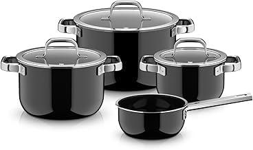 WMF Fusiontec Mineral Pro 0518695290 4-Piece Saucepan Set, Durable, Scratch-Resistant Material, Induction Cooker Set, Suitable for All Types of Cookers, Made in Germany, Black