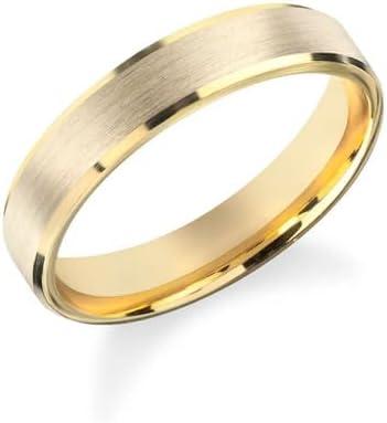 10K 14K 18K Solid Gold 2MM/3MM/4MM/5MM/6MM Matte Wedding Band for Men Women Real Gold Wedding Rings Beveled Polished Edge,Comfort Fit Size 3-16