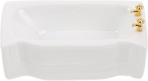 Yardwe Miniature Dollhouse Bathtub 1:12 Scale White Ceramic Bathroom Decor for Dollhouse Accessories for Bathroom Scenes and Miniature Home Decoration