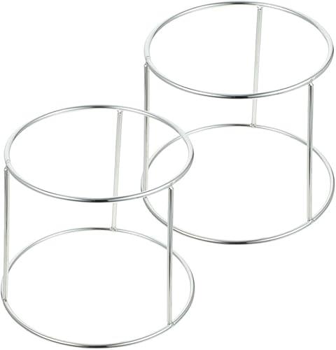 Kichvoe Stainless Steel Seafood Tray Display Rack Double Layer Pan Stand 7.08X6.29X5.90 Inch Multi Tier Food Plate Holder for Pizza and Buffet Serving