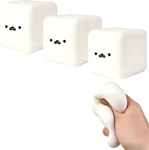2PCS Soft Tofu Seal Squishy Toys, White Cube Slow Rising Stress Relief Fidget Blocks, Silky Dough Squishy Fidget Toys for Anxiety Relief, Relaxation and Focus Improvement for Adults