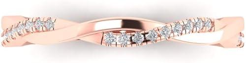 Clara Pucci 14K Rose Gold Wedding Band for Women | Stacking Classic Comfort Fit | Engagement Bridal Jewelry | 0.16 TCW Round Cut Simulated Diamond (1.0mm)