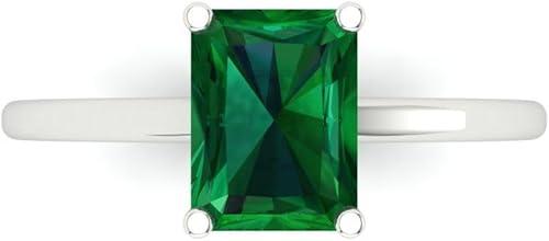 Clara Pucci 2 cttw Emerald Vintage Solitaire Engagement Ring for Women - 14K Solid Gold (8x6mm, Emerald Cut, Ideal-Cut)