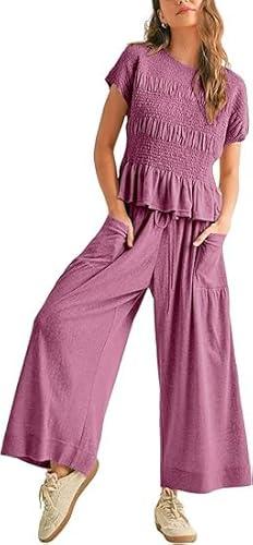 Summer Pants Set Women 2 Piece Lounge Matching Set Casual Outfit with Pockets for Travel Shopping Boho Chic Outfit