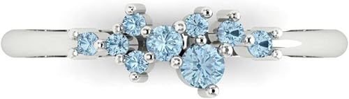 Clara Pucci 14K White Gold Wedding Band for Women | Stacking Classic Comfort Fit | Engagement Bridal Jewelry | 0.17 TCW Round Cut Natural Aquamarine (2.5mm)