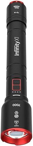 7000 Lumen Rechargeable Flashlight Dual Power with USB Ports Adjustable Beam Focus AA Battery Option Aluminum Body 3 Modes for Home Camping Work