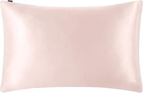 LILYSILK Pillowcase for Hair and Skin 100% Mulberry Silk 19 Momme Both Sides Silk Bed Pillow Cover with Hidden Zipper 1 Pc King 20''x36'' Pale Pink