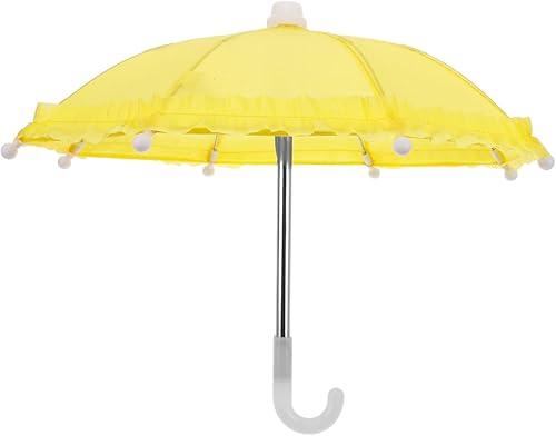 Miniature Doll Umbrella for 18 Inch Dolls 43cm Rainy Parasol Accessory for Girls Playtime and Decoration Cute Yellow Bubble Umbrella for Dollhouse and Photo Props
