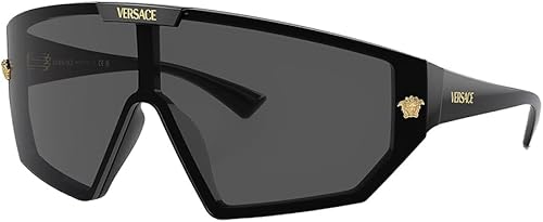 Versace VE 4461 GB1/87 Black Plastic Shield Sunglasses Grey Lens — 42% off
