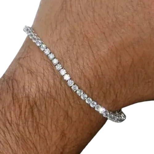 7Ct Round Cut Lab-Created Diamond Unisex Tennis Bracelet 14K White Gold Plated Silver