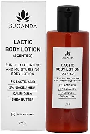 SUGANDA SKINCARE Unscented Lactic Body Lotion With 5% Lactic Acid,Improves Skin Texture & Reduce Strawberry Legs 6.76 Fl Oz