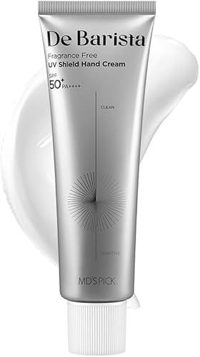 De Barista Sun Shield Hand Cream SPF50+/PA++++ 50g - UV Protection, Fragrance-Free, Vegan, Lightweight Hand Moisturizer with Hydration