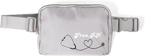 BYFDIY Custom Fanny Pack Stethoscope Heart Personalized Name Nurse Waist Belt Bag Waterproof Crossbody Bag Birthday Appreciation Gift for Women Nurse Her 8.66"x 5.51"x 1.77"