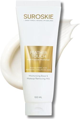Suroskie Feather Touch Multi-Purpose Face Moisturizer, Anti-Aging with Hyaluronic Acid, Makeup Remover, 100ml