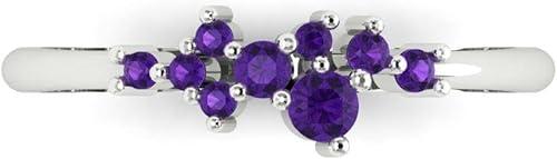 Clara Pucci 14K White Gold Wedding Band for Women | Stacking Classic Comfort Fit | Engagement Bridal Jewelry | 0.17 TCW Round Cut Natural Amethyst (2.5mm)