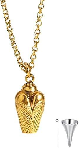10K Gold Engraving Urn Necklace for Ashes, 10K/14K/18K Real Gold Angel-Wing Personalized Cremation Necklace Jewelry for Women Keepsake Necklace Memorial Locket Ash Holder