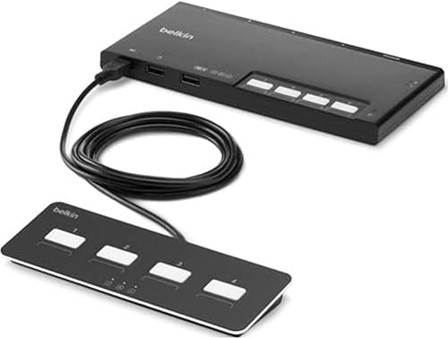 Belkin F1DN204MOD-PP-4 KVM Switchbox - 4 Computer(s) - 1 Local User(s) - 3840 x 2160-3 x USB - Desktop, Under TableDisplayPort - TAA Compliant — 16% off