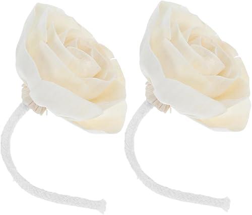 Ipetboom 2pcs Tea Flower Scent Diffuser Sticks - Essential Oil Diffuser with Cotton Rope Wick Replacement Faux Flower Fragrance Stick for Home Office Decor Bedroom - Beige