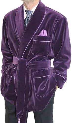Men's Purple Smoking Robes Jackets Evening Wear Velvet Smoking Jackets Coats