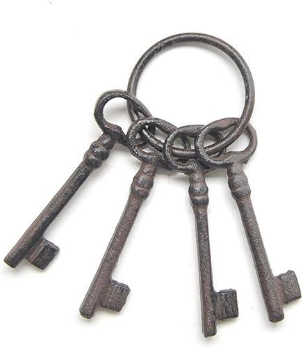 BLESSUME Punk Key Chain Medieval Bronze Skeleton Keys on Ring