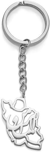 Dreamtimes Iran Map Keychain Peace Dove Olive Branch Persian Calligraphy Keychain Stainless Steel Bag Car Keyring