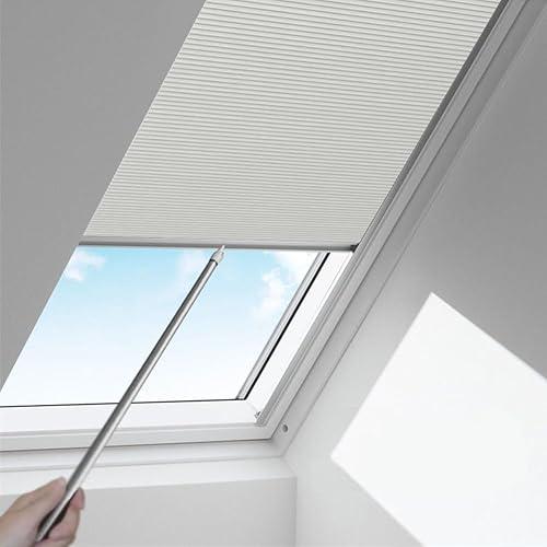 ZSHINE Manual Pattern Cellular Shades Cordless Honeycomb Blinds Full Blackout Fabric Window Shades for Skylight (Milky White 93021B)