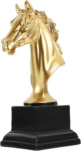 Horse Trophy - Golden Resin Horse Head Sculpture 7.48 X 3.74 X 2.75 Inch Award Decoration for Home Office and Celebrations