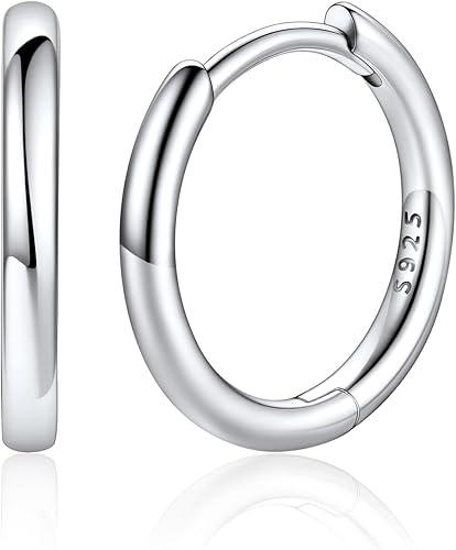 Silvora 14K Gold Plated Huggie Hoop Earrings for Women, Small Sterling Silver Hoops, Hypoallergenic Cartilage Earrings for Sensitive Ears 8/10/12/14/16/18/20MM
