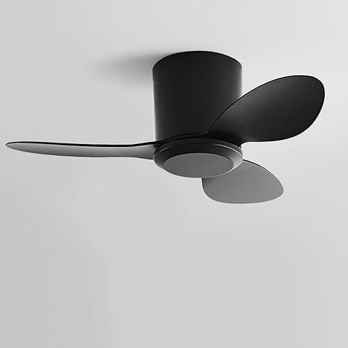 Flush Mount Ceiling Fan No Light Modern Small Ceiling Fans Remote Control 6 Speeds 25 Inch Ceiling Fan Without Lights Quiet DC Motor, 3 Blades For Restaurant Bedroom Patio Indoor