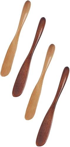 4pcs Wooden Facial Mask Scrapers Set, Natural Lacquered Wood Beauty Tools for Face Cream, Eye Cream, and Skin Care Application in Spa and Home Use