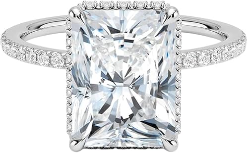 2-4 CT Engagement Rings for Women | Solitaire Wedding Bridal Rings Sets | IGI Certified Lab Grown Diamond Radiant Cut VVS1-2 10K/14K/18K Solid Rose/White/Yellow Gold | Anniversary Promise Gift for Her (E-F Color)