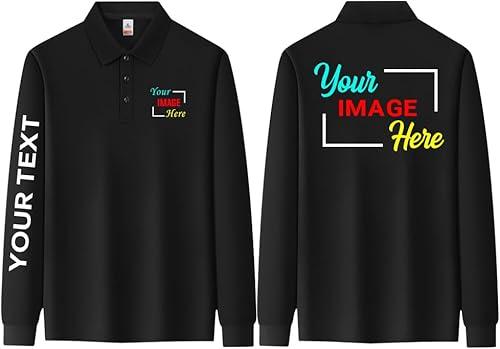 Personalized Men Long Sleev Polo Shirts Customized Casual Slim Fit Collar Shirt Work Shirt