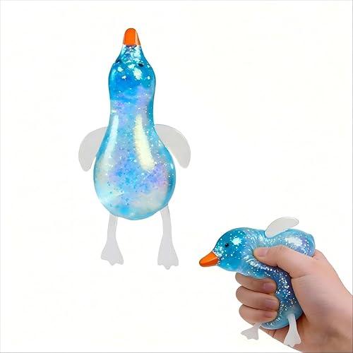 Cute Duck Squishy Squeeze Stress Ball,Squishy Fidget Stress Ball,Glitter Duck Squishy Slow Rise Relaxing Sensory Fidget Relief Anxiety Stress,Party Decorations & Birthday Gifts-Blue