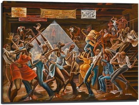 LINMEIJUN The Sugar Shack Painting Vintage Dance Party Wall art Black cultural Print Poster Posters and Prints Wall Decor Home Decor Cuadros (24x32in,Unframed)