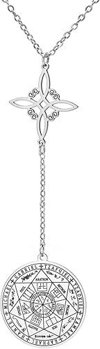 TEAMER Seal of The Seven Archangels Witch Knot Pendant Necklace Double Protection The Great Protector Archangel Amulet Necklace