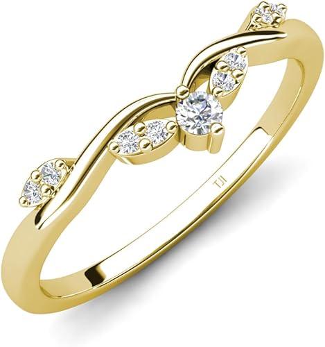 TriJewels Round Lab Grown Diamonds Curved Wedding Band in 10K Gold