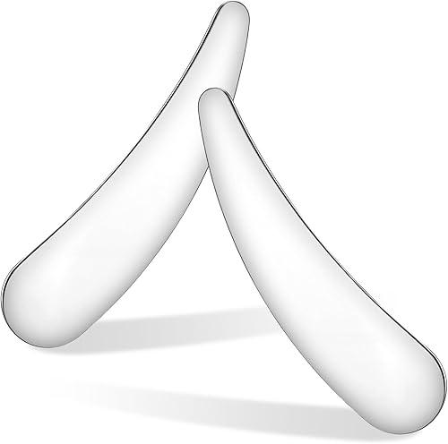 HOMSFOU 2pcs Mini Stainless Steel Cosmetic Spatula Makeup Scoop Tool Reusable Face Cream and Eye Cream Applicator for Skincare and Beauty Use