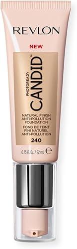 Revlon Liquid Foundation, Photo Ready Candid Face Makeup for Sensitive and Dry Skin, Longwear Sheer-Medium Coverage with Natural Glow Finish, 240 Natural Beige, 0.75 Oz