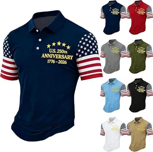 Men's 250Th Anniversary Printed Casual T-Shirt 250 Years of Freedom Shirt American Flag Patriotic, S-5XL