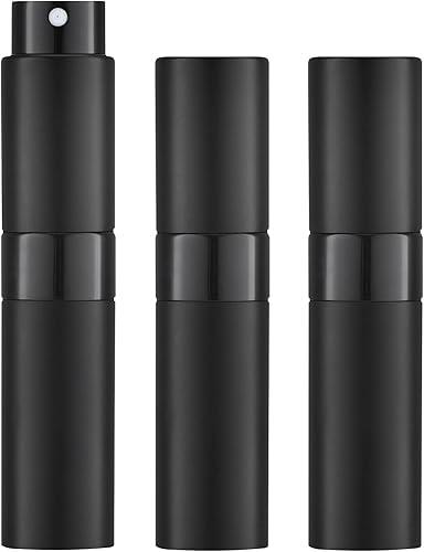 LISAPACK 8ML Atomizer Perfume Spray Bottle for Travel (3 PCS) Empty Cologne Dispenser, Portable Sprayer Travel Essentials for Men and Women (Black)