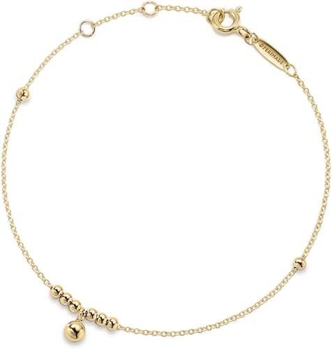 PERIMADE Dainty Beaded Anklet Bracelet for Women, 18K Gold Plated 925 Sterling Silver Bell Charm Stacking Ankle Bracelet, Trendy Birthday Anniversary Friendship Beach Summer Jewelry Gift
