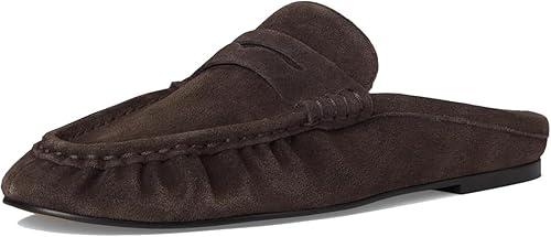 Divanne Loafer Mules for Women, Ruched Penny Loafers Slip on Flat Mules Comfortable Backless Casual Loafer Slides Shoes