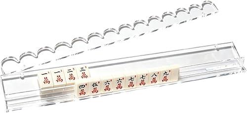 American Mahjong Racks - 4-Piece Acrylic Magnetic Set, 20 Inch Professional Clear Tile Trays with Integrated Pushers, Portable Game Night Organizer, Premium Mahjong Accessories for Adults Beginners