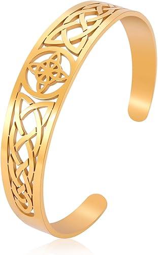EUEAVAN Witches Knot Bracelet Celtic Knot Nudo De Bruja Bangle Triple Goddess Good Luck Triquetra Trinity Wiccan Amulet Jewelry Irish Witchy Gifts for Women Men