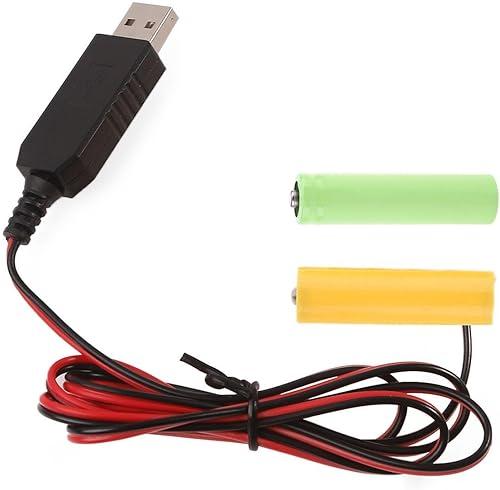 USB to 3V Power Supply Battery Adapter Cable Replace 2X 1.5V LR6 AA Batteries