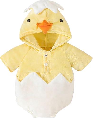 Chicken Costume Baby Infant Toddler Baby Hatched Chick Jumpsuit Easter Costumes for Toddler Dress-Up Romper