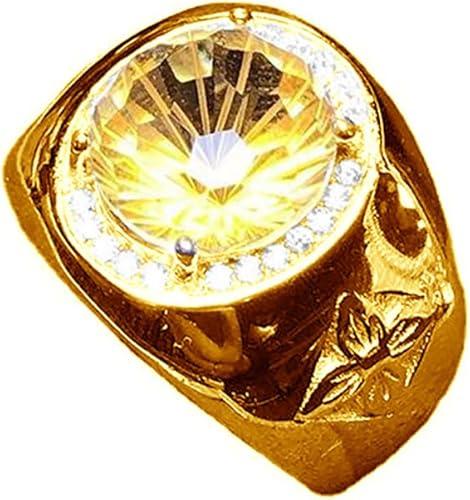 14K Gold 2.0Ct Citrine Signet Ring for Men 10K/14K/18K Real Yellow Gold Natural Citrine Men Ring for Men Birthstone Mens Ring with Moissanite Halo for Engagement Fathers Day US 4-18