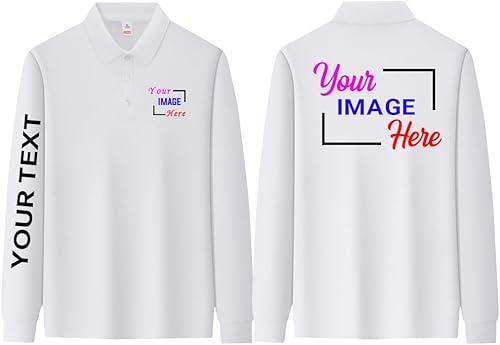 Personalized Men Long Sleev Polo Shirts Customized Casual Slim Fit Collar Shirt Work Shirt