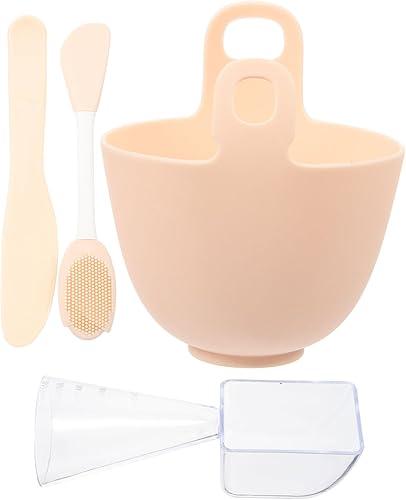 Ipetboom 1set Silicone Facial Mask Mixing Bowl Set Portable Spa Tool for Skincare Safe Smooth for Easy Mixing and Application Reusable Beauty Accessory Yellow