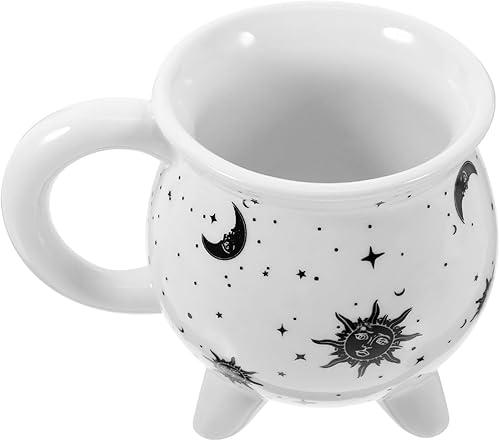 Luxshiny Cauldron Mug Ceramic Witch Mug Cauldron Kettle Cauldron Cups Drinkware Halloween Party Decoration Supplies White